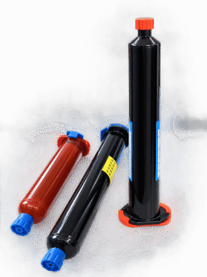 Glossy Adhesive Cartridges on White Surface