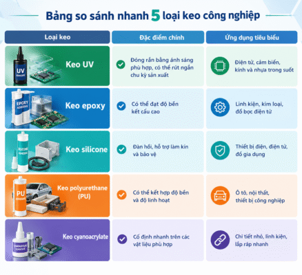 so sánh 5 loại keo công nghiệp