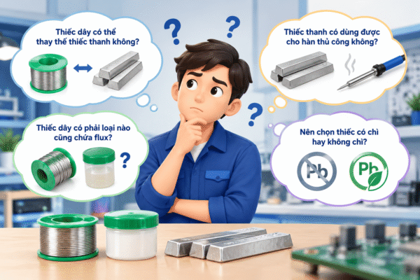 Phân biệt thiếc dây và thiếc thanh: Khi nào nên sử dụng loại nào? 3 Thiếc hàn điện tử: thiếc thanh hay thiếc dây?